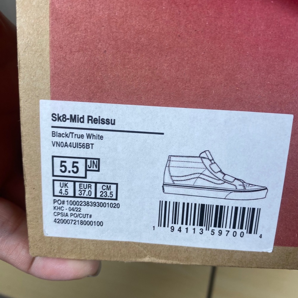 NEW Vans Sk8-Mid Reissue V Black True White Kids 5.5 Junior VN0A4UI56BT NIB - Picture 9 of 10